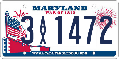 MD license plate 3AX1472