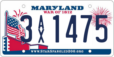 MD license plate 3AX1475