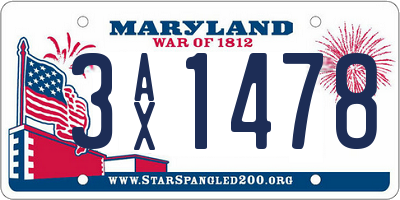 MD license plate 3AX1478