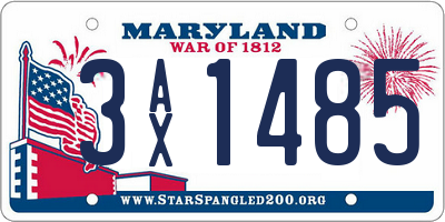 MD license plate 3AX1485