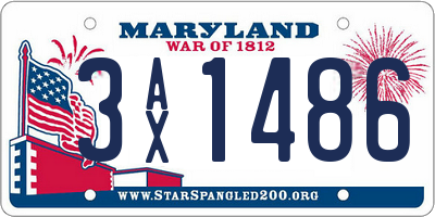 MD license plate 3AX1486