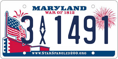 MD license plate 3AX1491