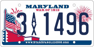 MD license plate 3AX1496