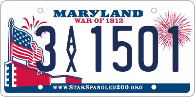 MD license plate 3AX1501
