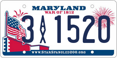 MD license plate 3AX1520