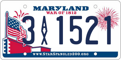 MD license plate 3AX1521