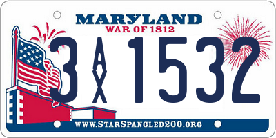 MD license plate 3AX1532
