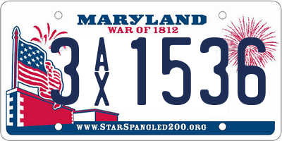 MD license plate 3AX1536