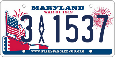 MD license plate 3AX1537