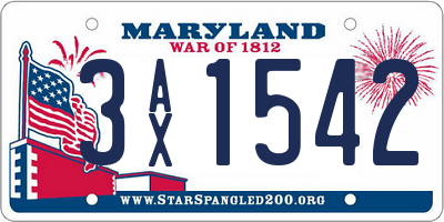 MD license plate 3AX1542