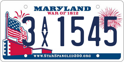 MD license plate 3AX1545