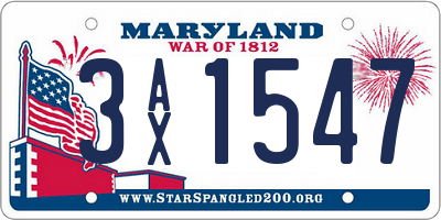 MD license plate 3AX1547