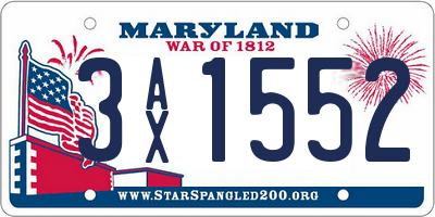 MD license plate 3AX1552