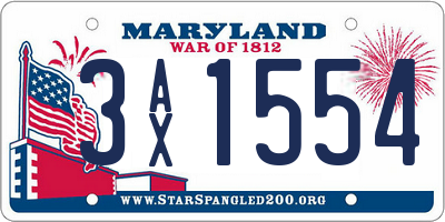 MD license plate 3AX1554