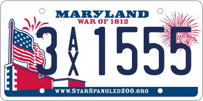 MD license plate 3AX1555