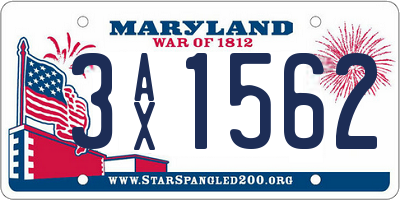 MD license plate 3AX1562