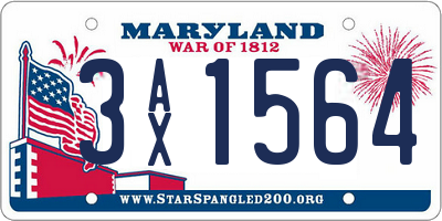 MD license plate 3AX1564