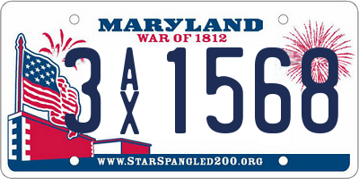 MD license plate 3AX1568
