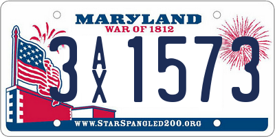 MD license plate 3AX1573