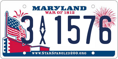 MD license plate 3AX1576