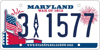 MD license plate 3AX1577