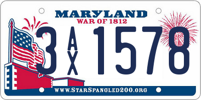 MD license plate 3AX1578