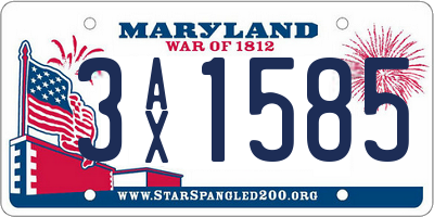 MD license plate 3AX1585