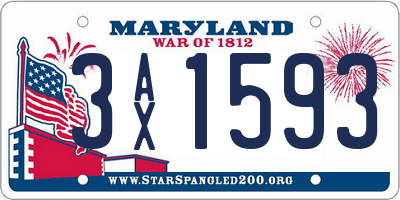MD license plate 3AX1593