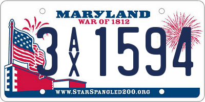 MD license plate 3AX1594