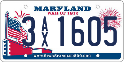 MD license plate 3AX1605