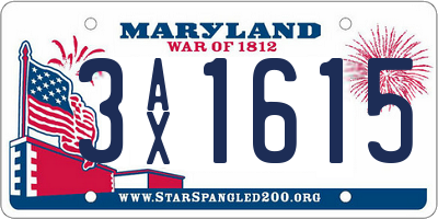 MD license plate 3AX1615