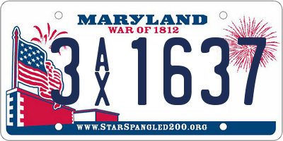 MD license plate 3AX1637