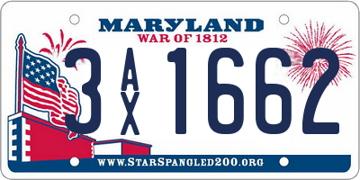 MD license plate 3AX1662