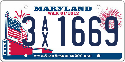 MD license plate 3AX1669
