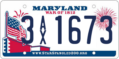 MD license plate 3AX1673