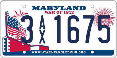 MD license plate 3AX1675