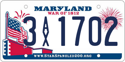 MD license plate 3AX1702