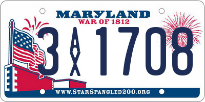 MD license plate 3AX1708