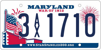 MD license plate 3AX1710