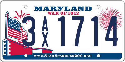 MD license plate 3AX1714