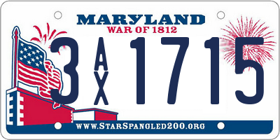 MD license plate 3AX1715