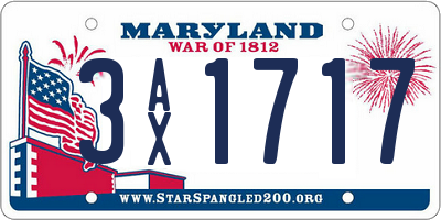 MD license plate 3AX1717