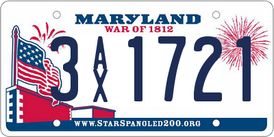 MD license plate 3AX1721