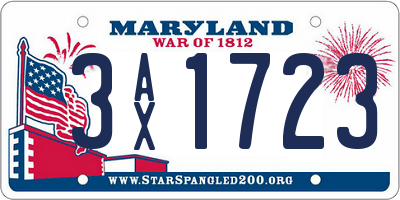 MD license plate 3AX1723