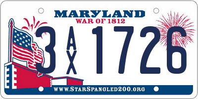 MD license plate 3AX1726