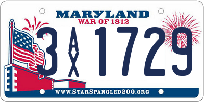 MD license plate 3AX1729