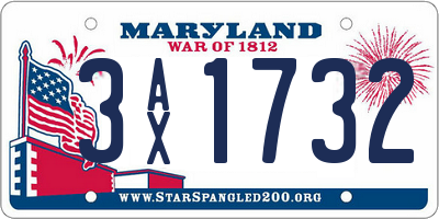 MD license plate 3AX1732