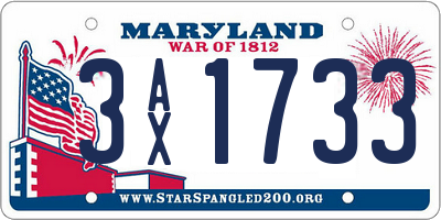 MD license plate 3AX1733