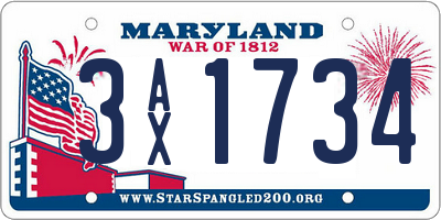 MD license plate 3AX1734
