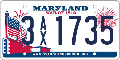 MD license plate 3AX1735